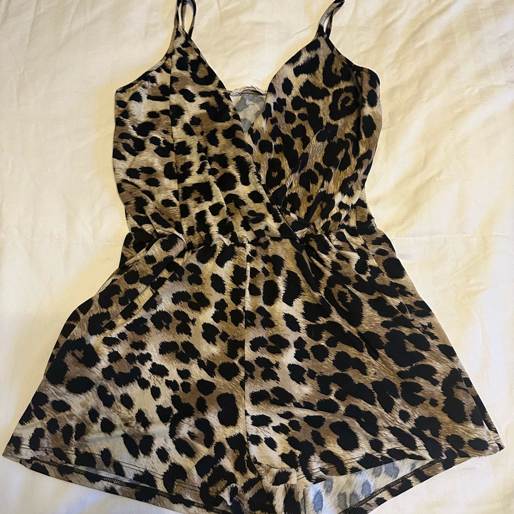 Leopard Print Romper Adult Medium